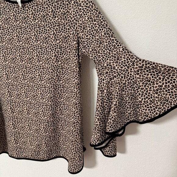Coco Bianco Women's Animal Print Bell Sleeve Top Size XL - Picture 8 of 10
